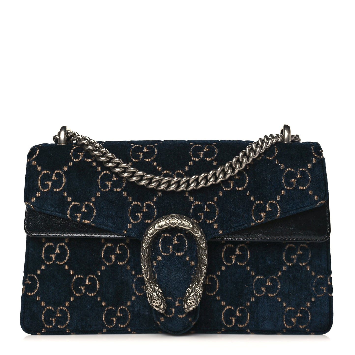 Velvet Skipper GG Monogram Small Dionysus Shoulder Bag Blue Beige Black