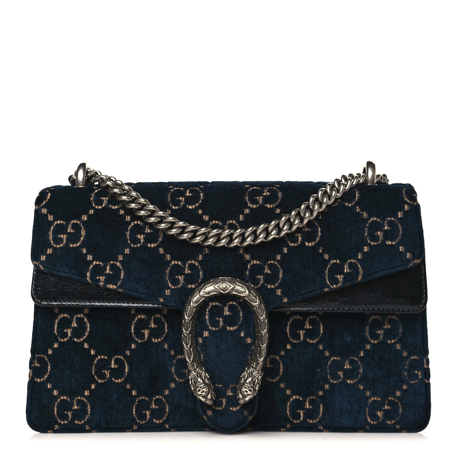 Gucci Velvet Skipper GG Monogram Small Dionysus Shoulder Bag Blue Beige Black 1 of 13