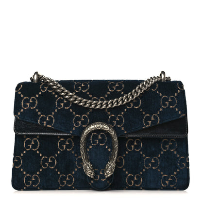 Gucci Velvet Skipper GG Monogram Small Dionysus Shoulder Bag Blue Beige Black 1 of 13