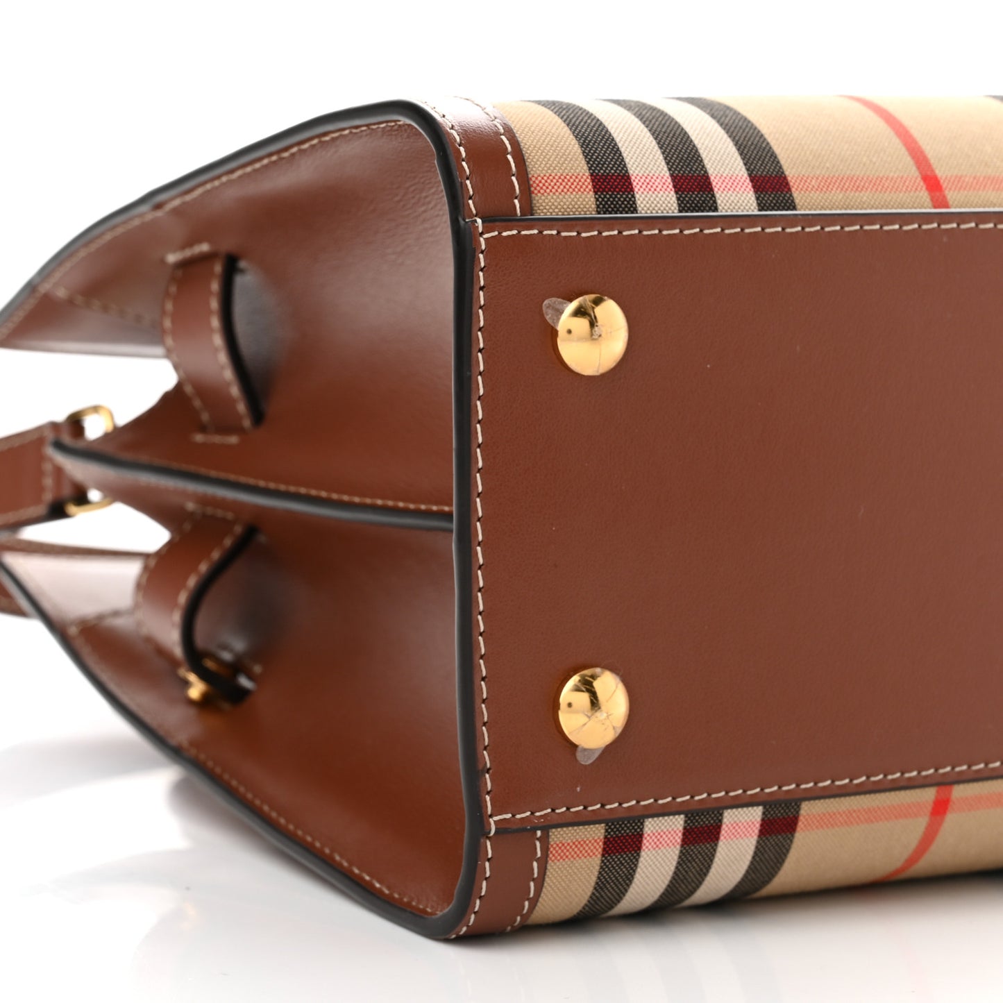 Calfskin Vintage Check Mini Two Handle Title Bag Archive Beige