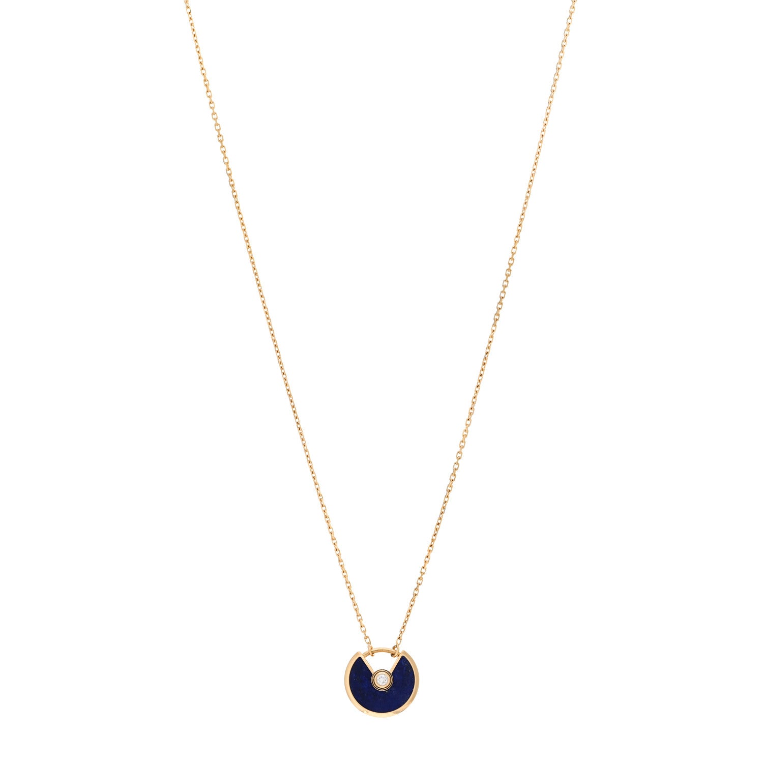 Cartier 18K Yellow Gold Diamond Lapis Lazuli XS Amulette de Cartier Pendant Necklace 1 of 4