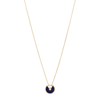 Cartier 18K Yellow Gold Diamond Lapis Lazuli XS Amulette de Cartier Pendant Necklace 1 of 4