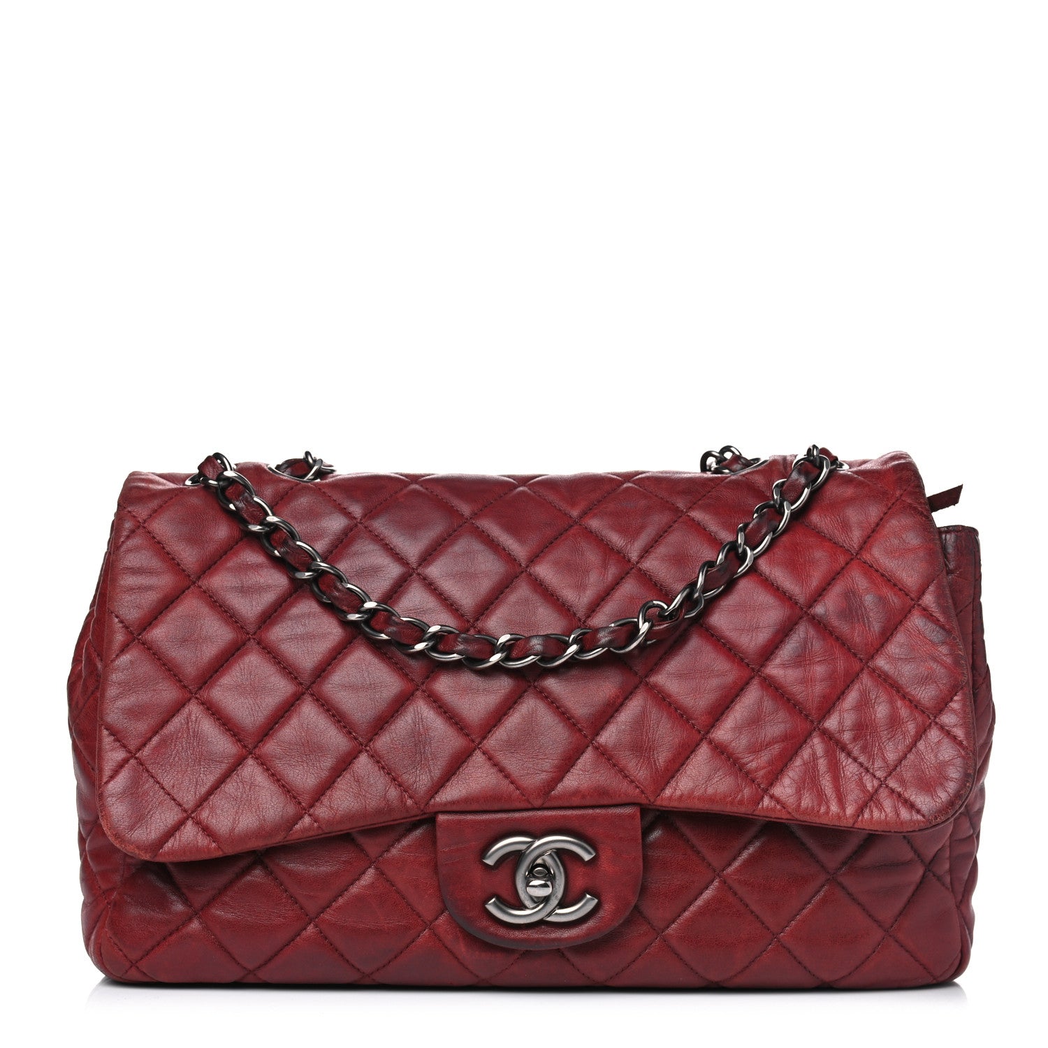 Chanel Lambskin Quilted Jumbo Single Flap Dark Red 1 of 17