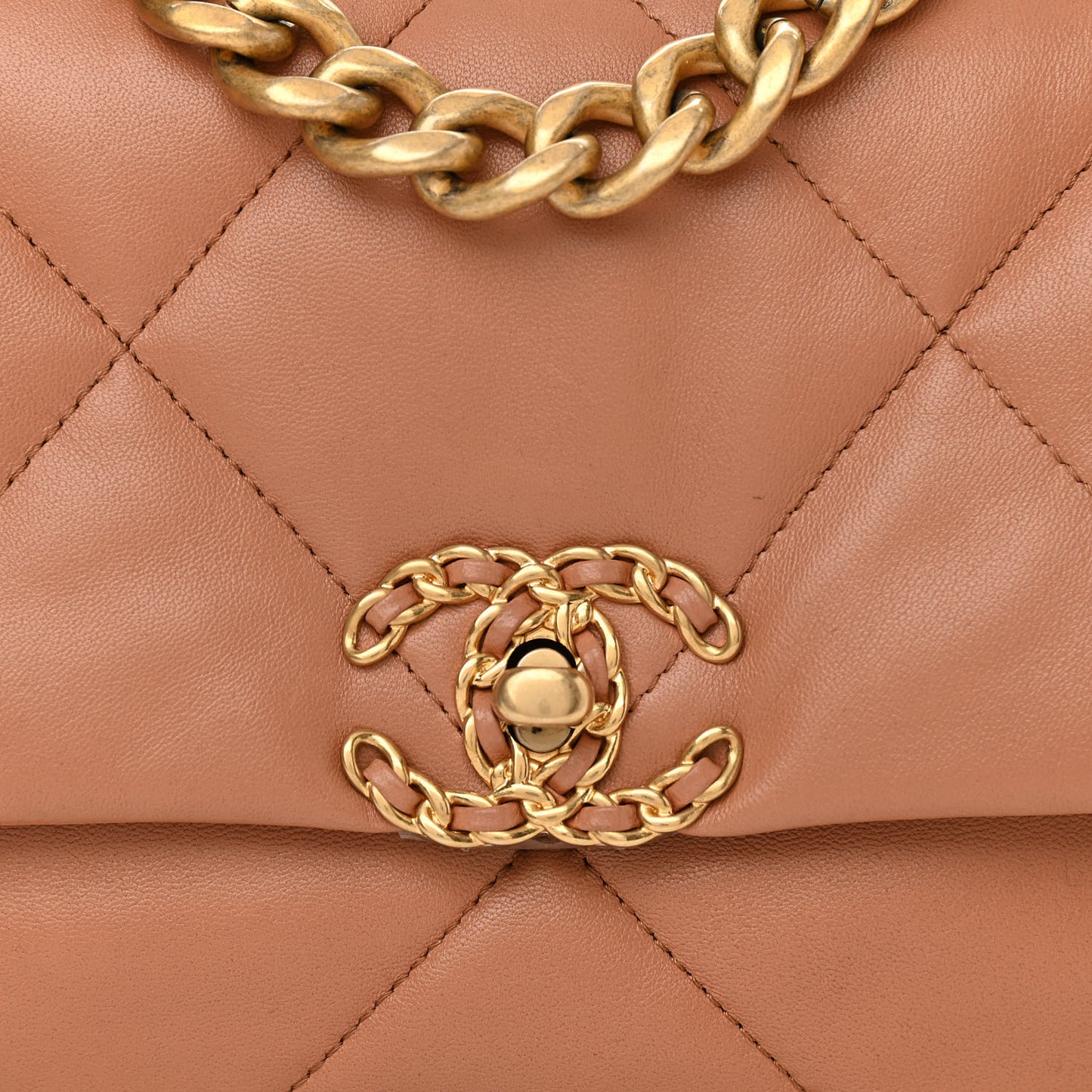 Lambskin Quilted Medium Chanel 19 Flap Brown