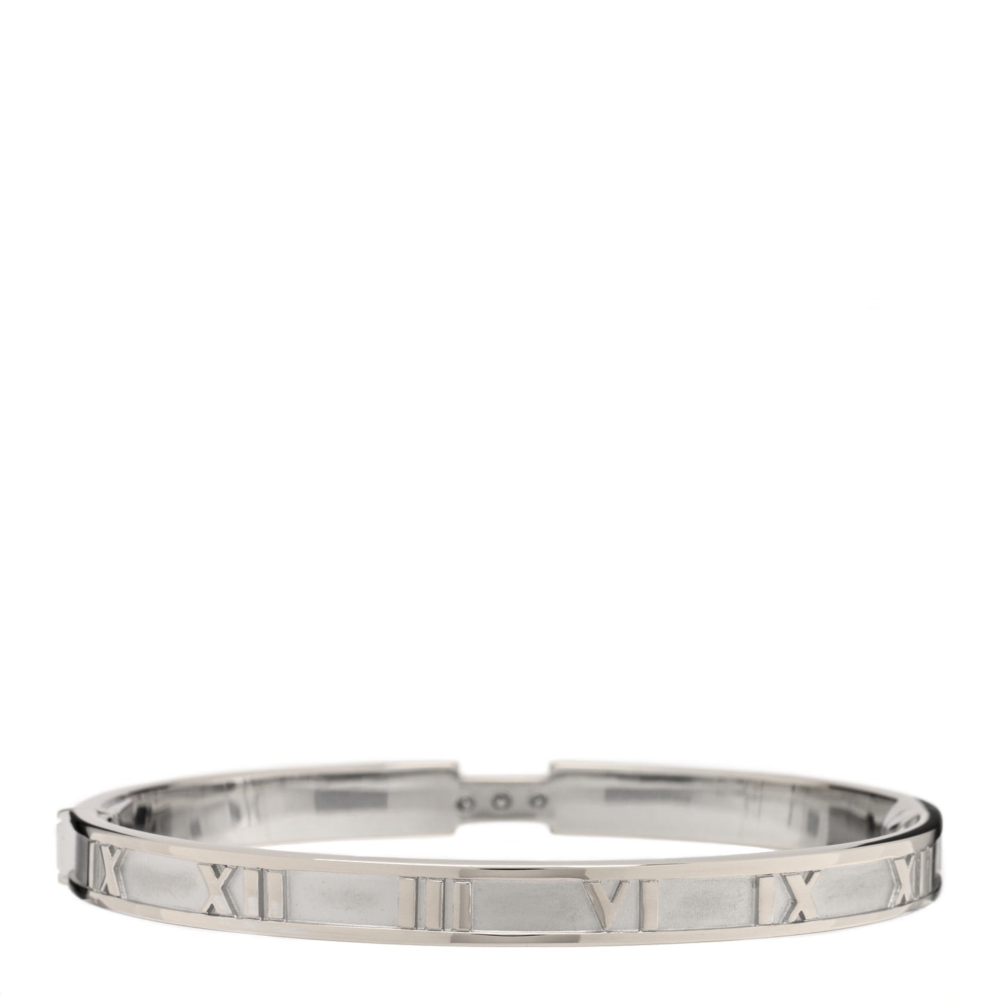 18K White Gold Diamond Atlas Closed Hinged Bangle Bracelet