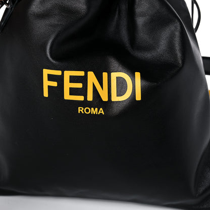 Fendi Soft Nappa Logo Small Drawstring Pouch Bag Black Sunflower 13 of 14