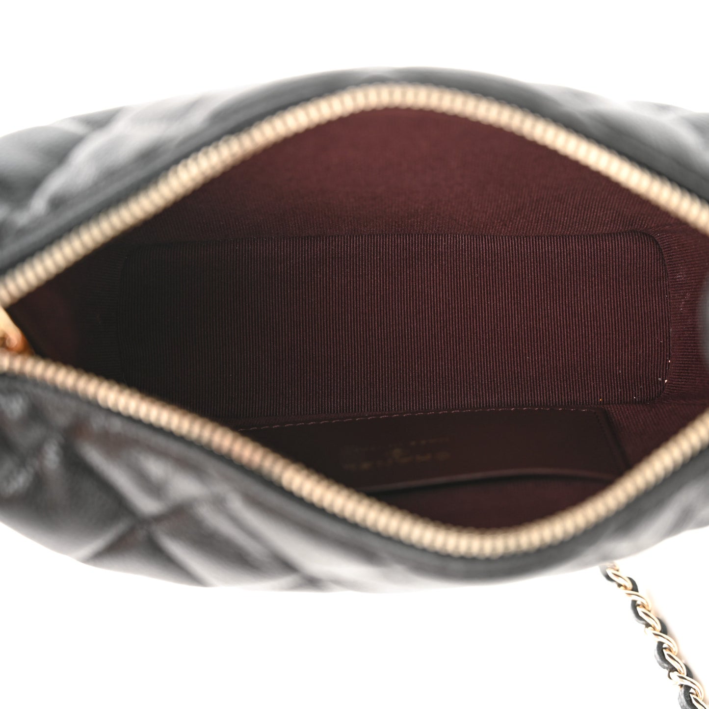 Caviar Quilted Hobo Clutch With Chain Black