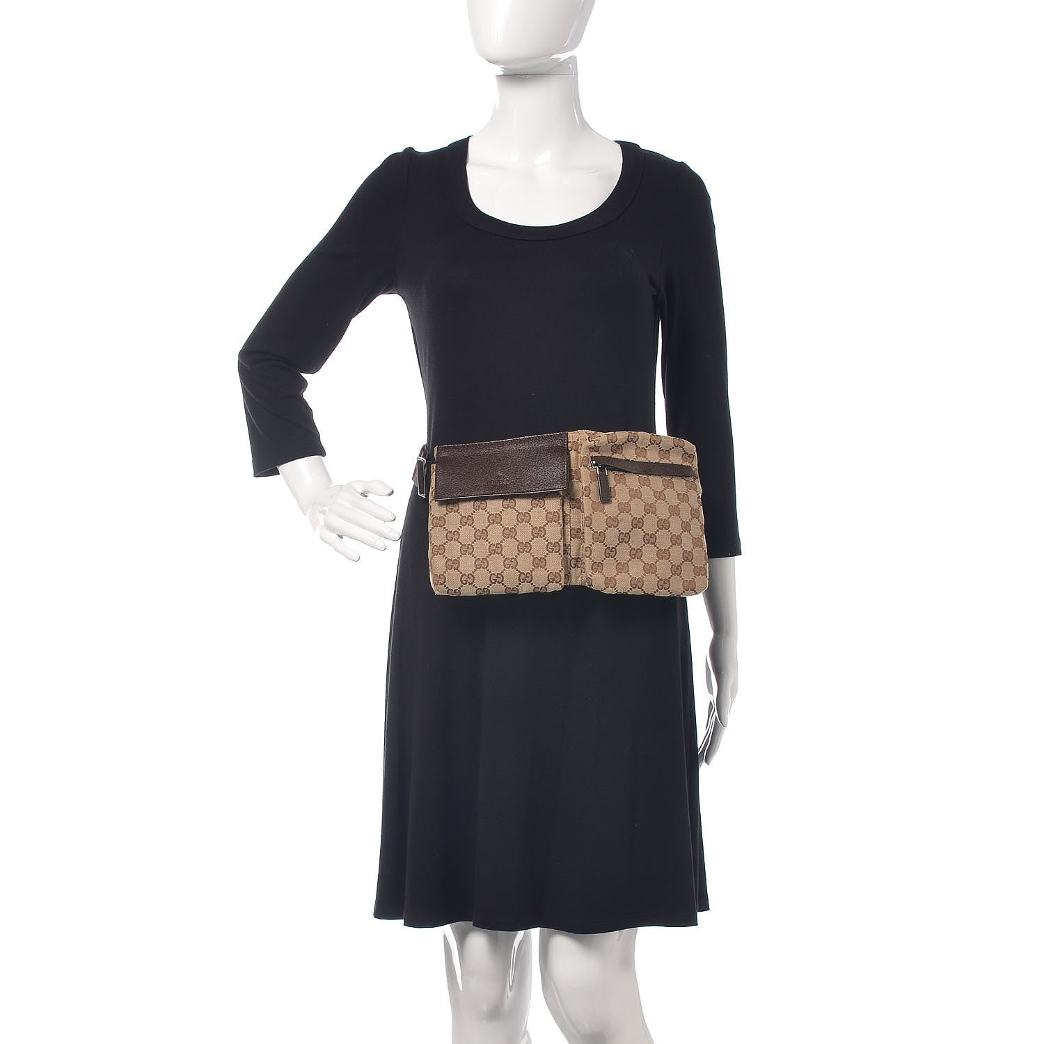 Gucci GG Monogram Double Pocket Belt Bag Dark Brown 2 of 9