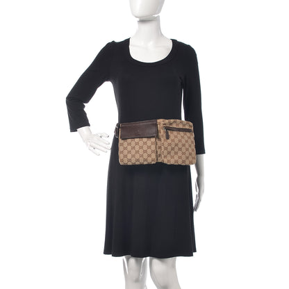 Gucci GG Monogram Double Pocket Belt Bag Dark Brown 2 of 9