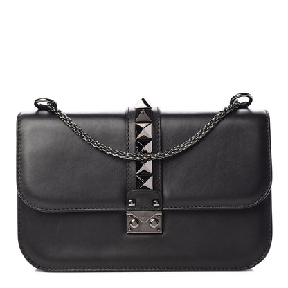 Valentino Garavani Vitello Medium Glam Lock Rockstud Flap Black 1 of 9