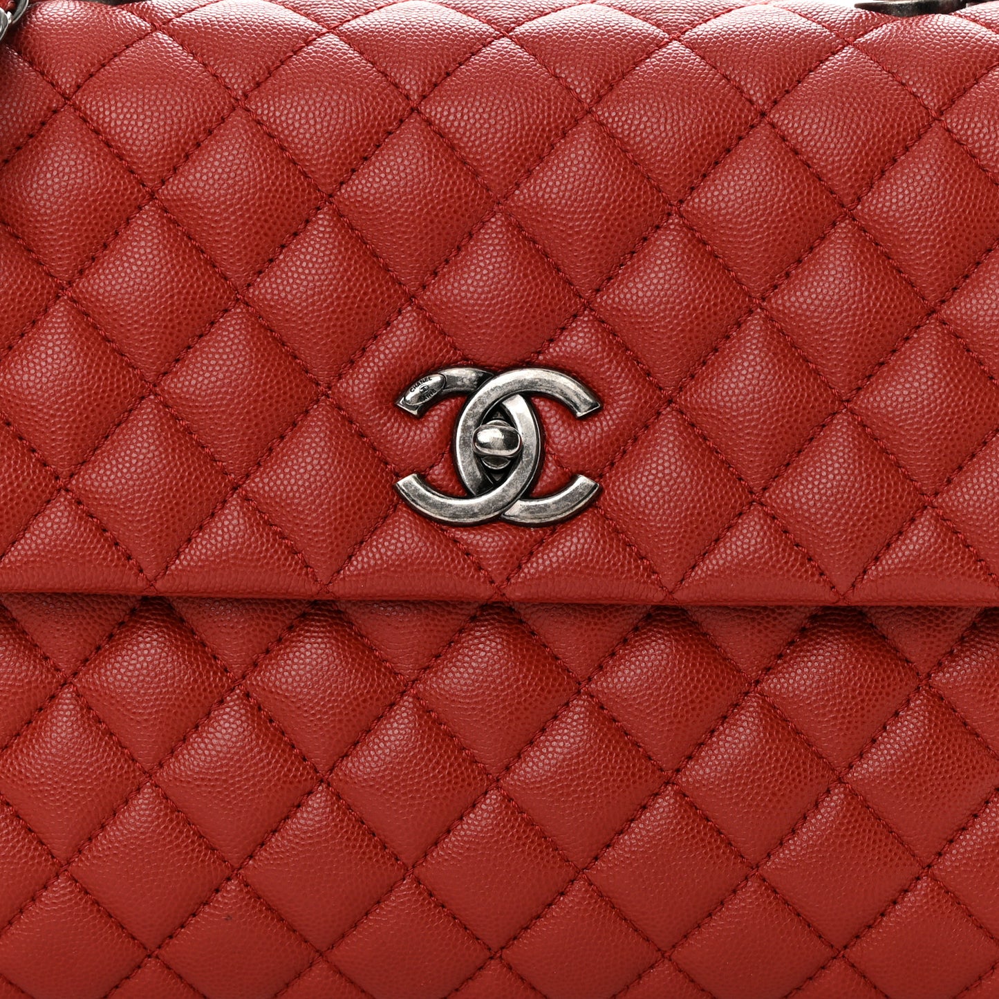 Caviar Quilted Medium Coco Handle Flap Dark Red