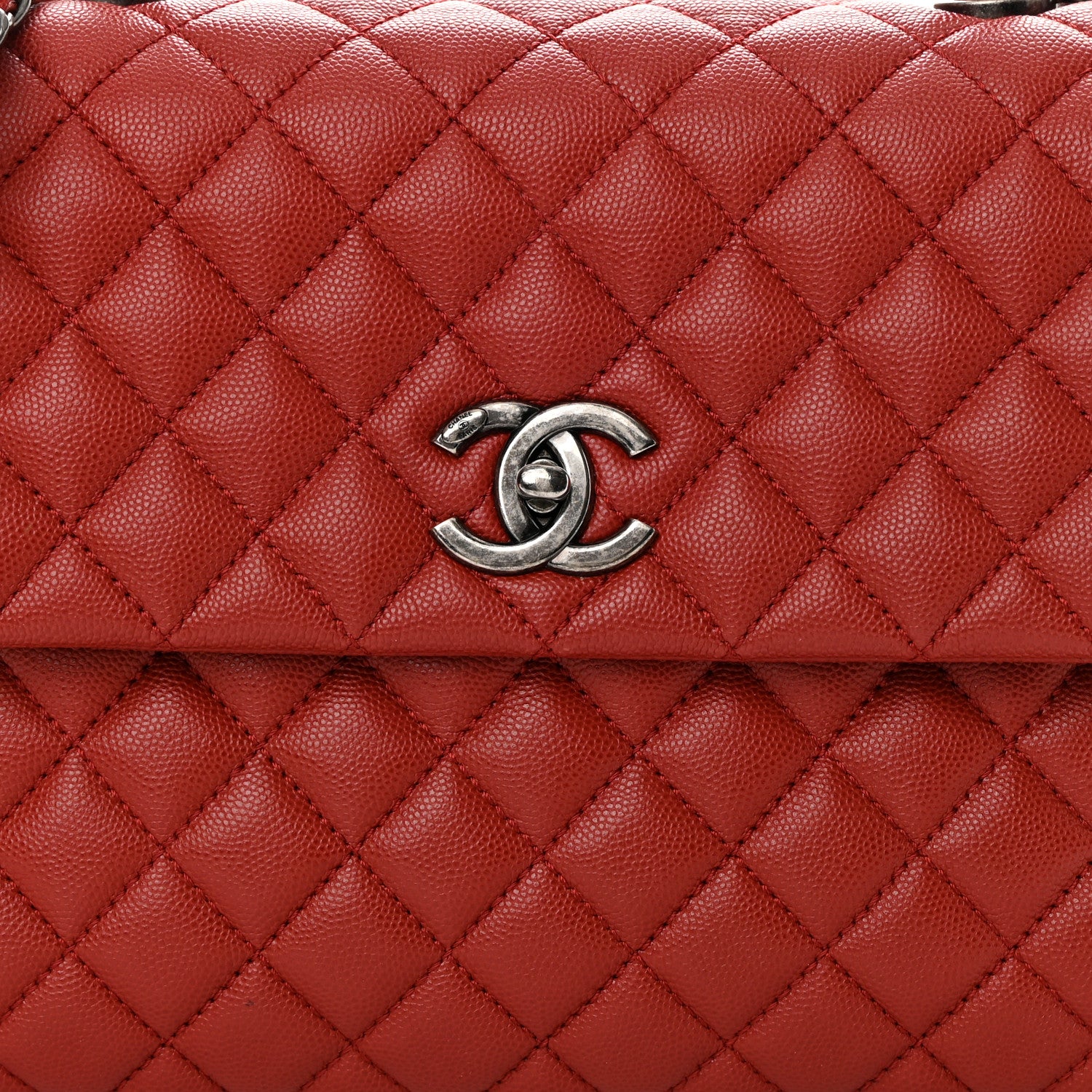 Chanel Caviar Quilted Medium Coco Handle Flap Dark Red 8 of 14