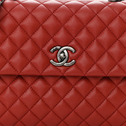 Chanel Caviar Quilted Medium Coco Handle Flap Dark Red 8 of 14