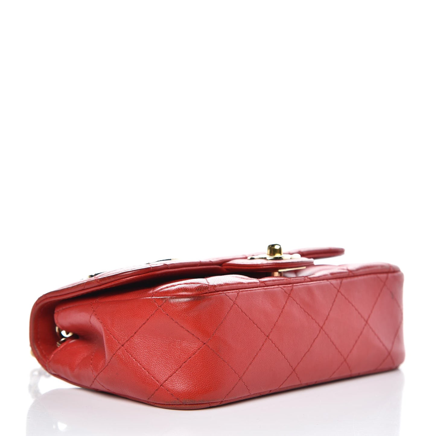 Lambskin Quilted Extra Mini V For Victory Flap Red
