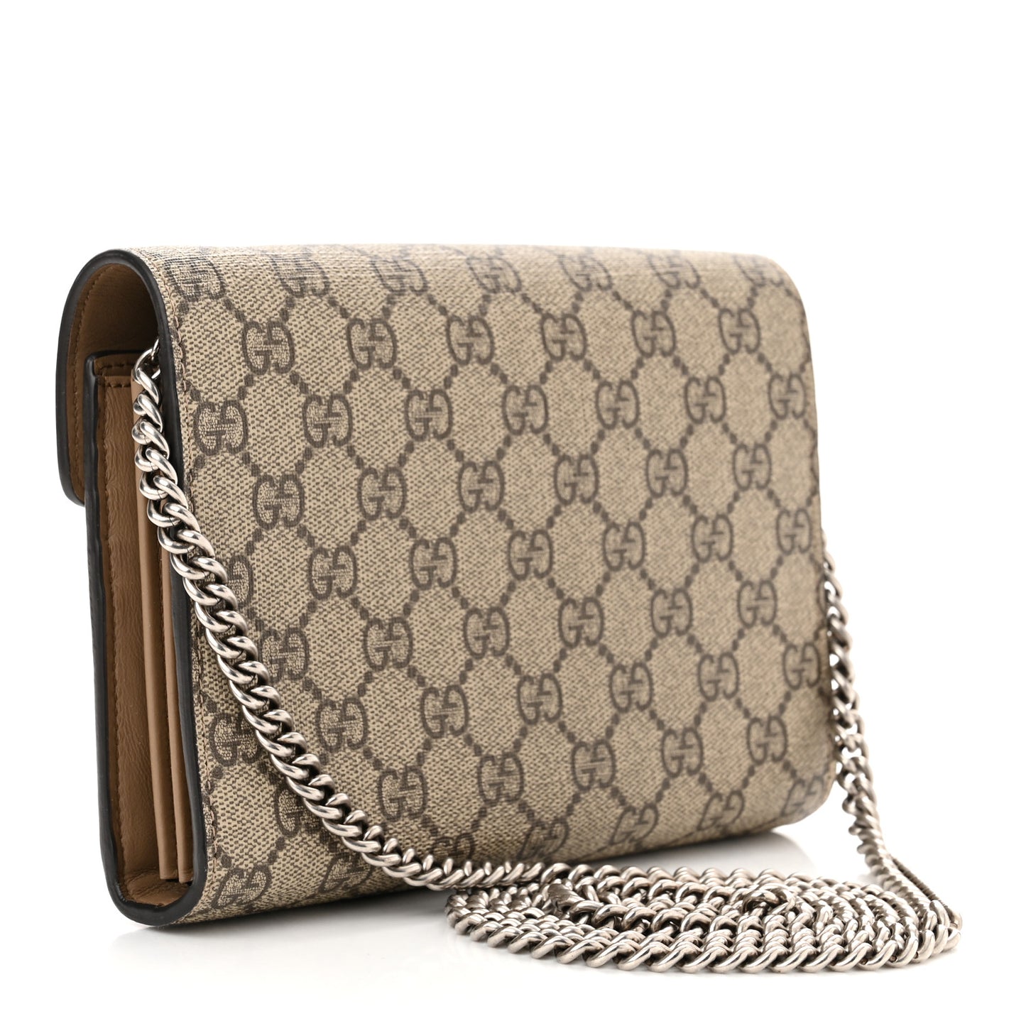 GG Supreme Monogram Mini Dionysus Chain Wallet Beige Taupe
