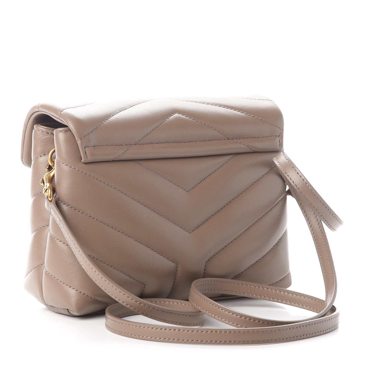 Saint Laurent Calfskin Y Quilted Monogram Toy Loulou Crossbody Bag Dark Beige 3 of 8
