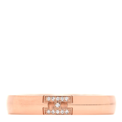 Hermes 18K Rose Gold Diamond Ever Herakles Wedding Band Ring 58 8.25 1 of 4