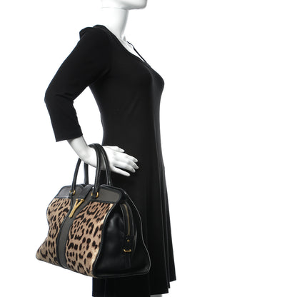 Saint Laurent Pony Hair Calfskin Leopard Print Medium Cabas Chyc Black 2 of 10