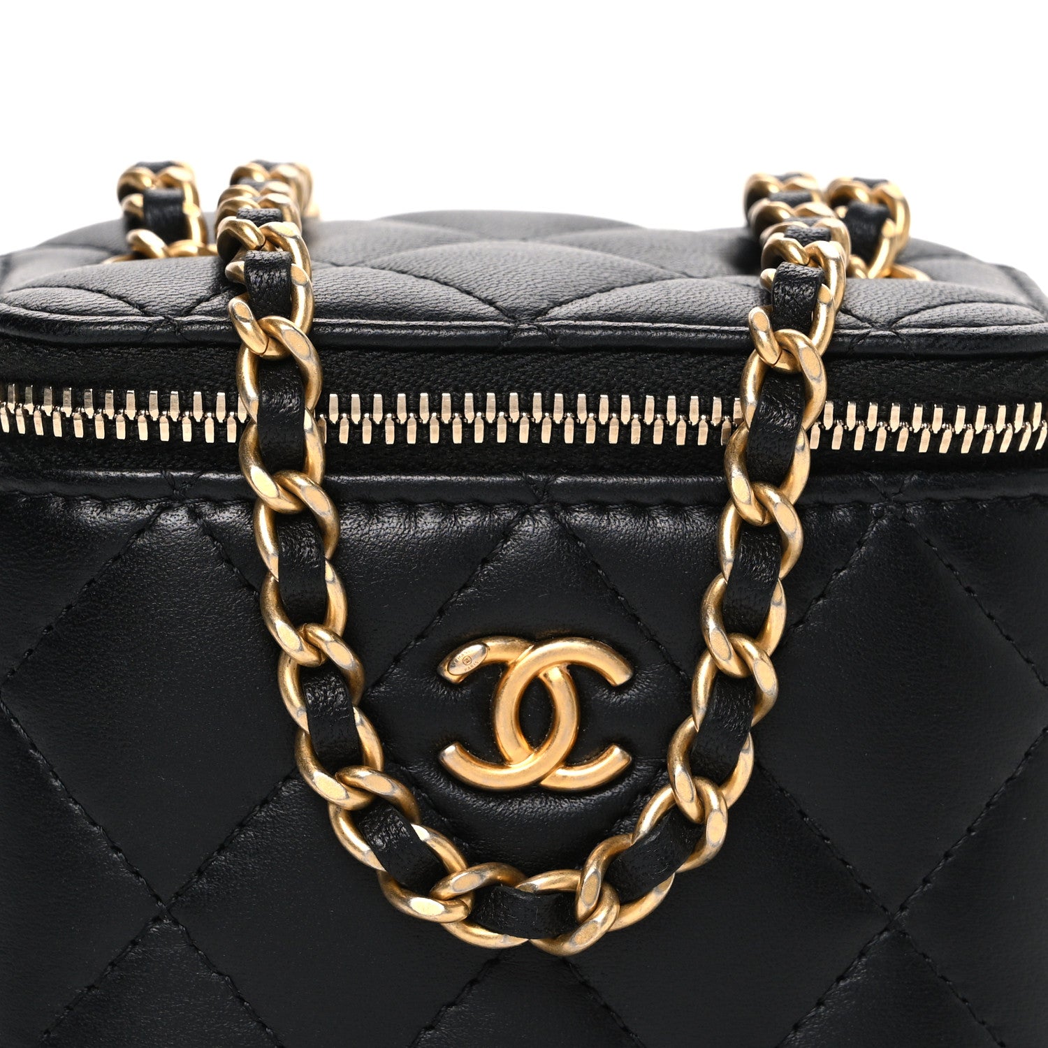 Chanel Lambskin Quilted Mini Pearl Crush Vanity Case With Chain Black 8 of 10