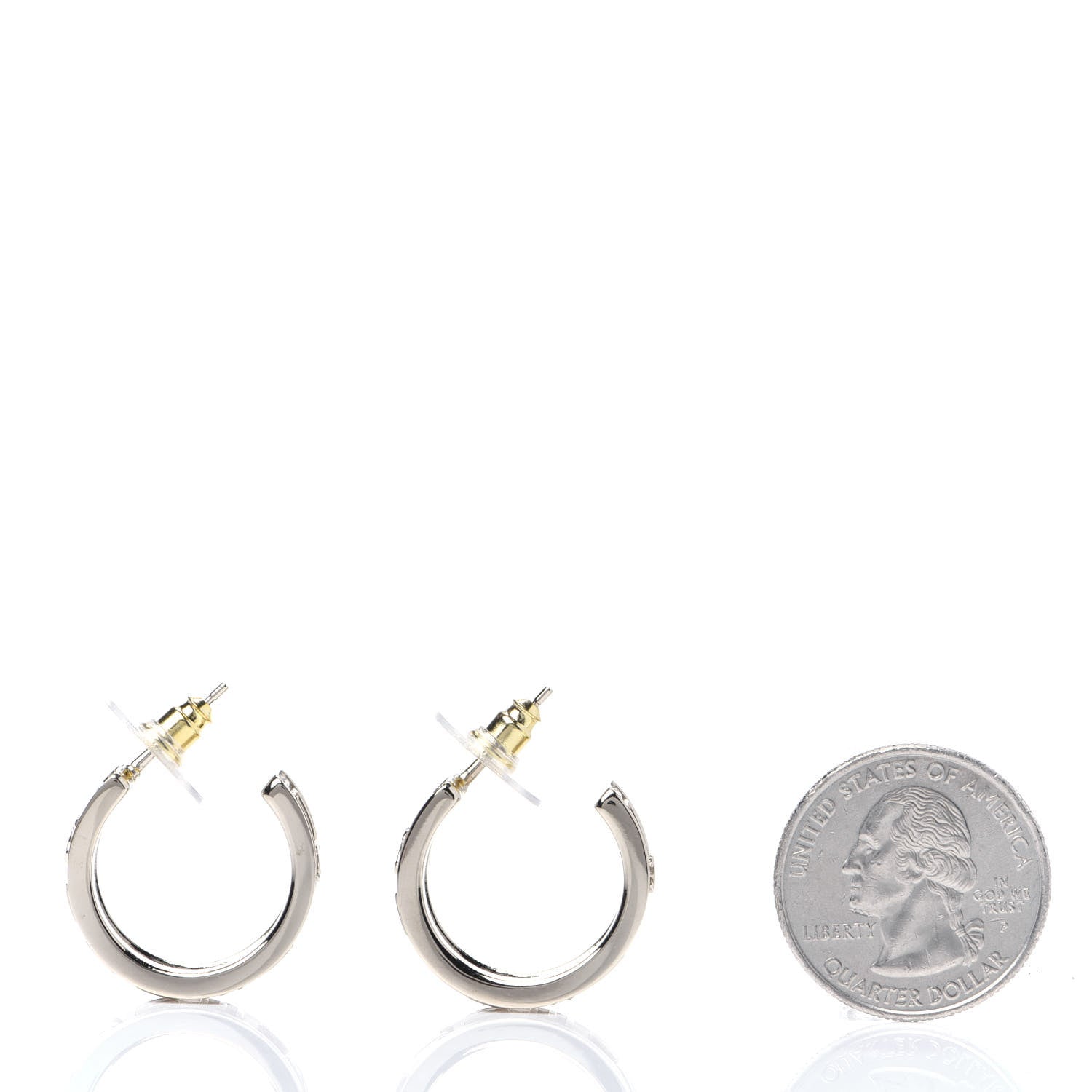 Chanel Metal Crystal Bow-tiful CC Hoop Earrings Gold 2 of 6