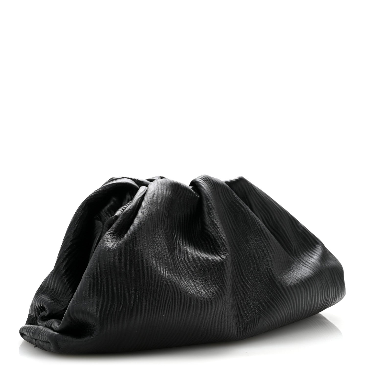 Bottega Veneta Bark Calfskin Embossed The Pouch Oversized Clutch Black 3 of 13
