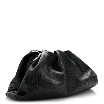 Bottega Veneta Bark Calfskin Embossed The Pouch Oversized Clutch Black 3 of 13