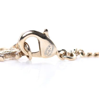Chanel Resin Crystal Pearl Tweed Effect CC Necklace Gold Pink 4 of 5