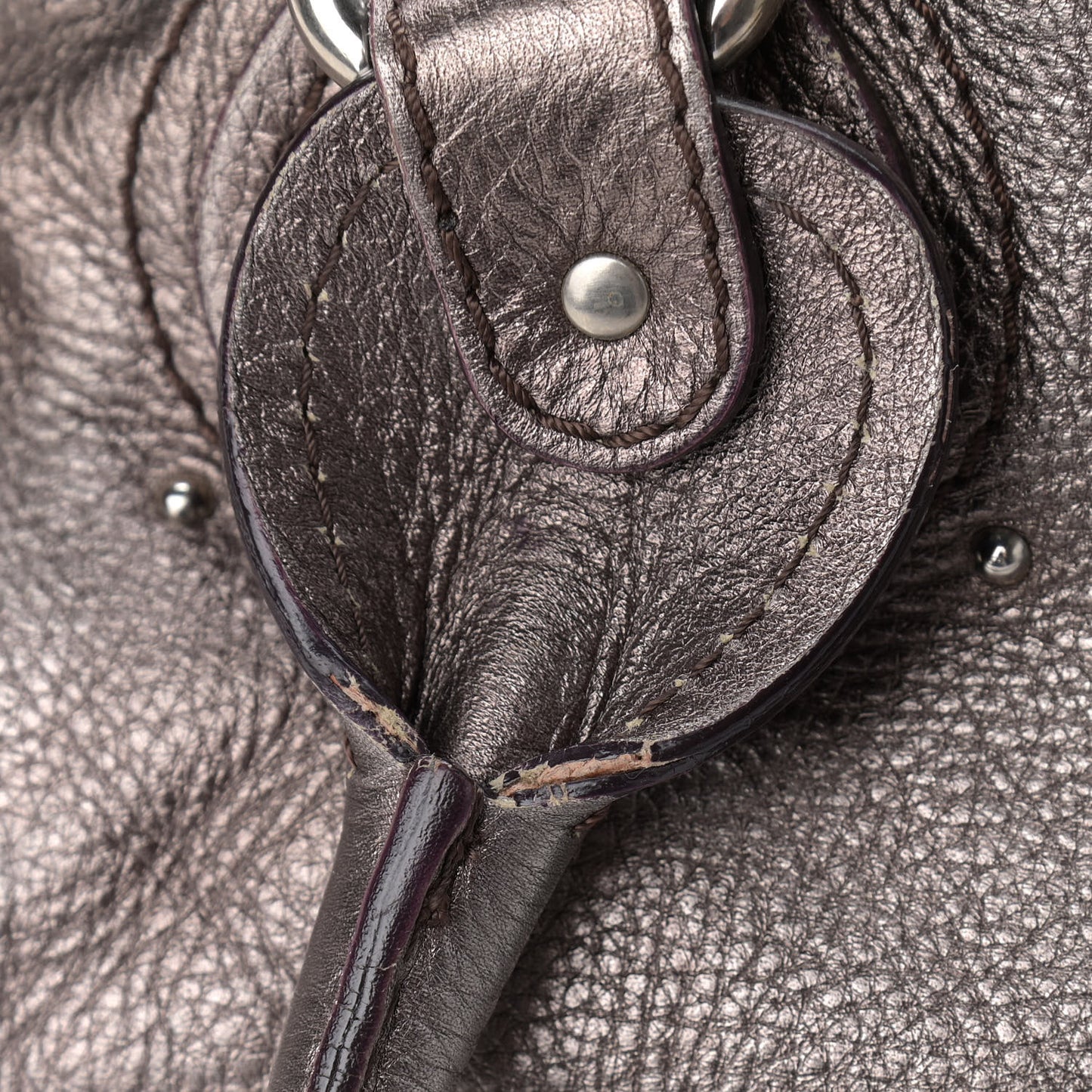 Metallic Calfskin Medium Paddington Satchel Silver