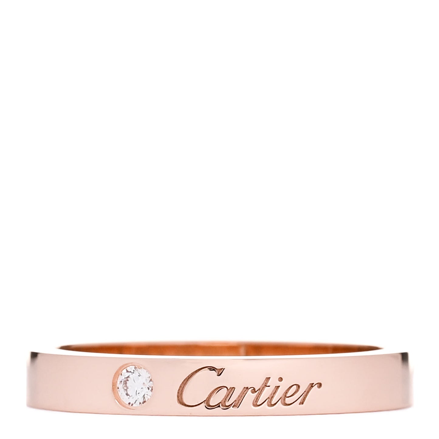 18K Pink Gold Diamond 3mm C De Cartier Wedding Band Ring 55 7.25