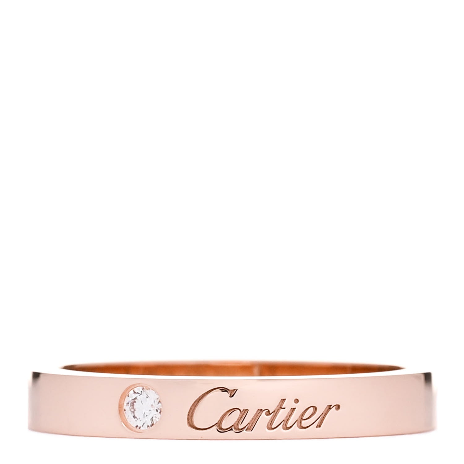 Cartier 18K Pink Gold Diamond 3mm C De Cartier Wedding Band Ring 55 7.25 1 of 5