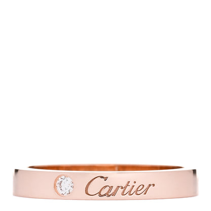 Cartier 18K Pink Gold Diamond 3mm C De Cartier Wedding Band Ring 55 7.25 1 of 5