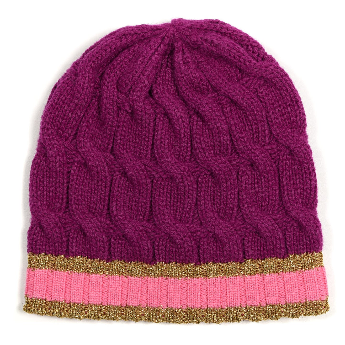 Wool Cashmere Polyamide Cable Knit Bonhate Beanie Hat M Magenta Pink