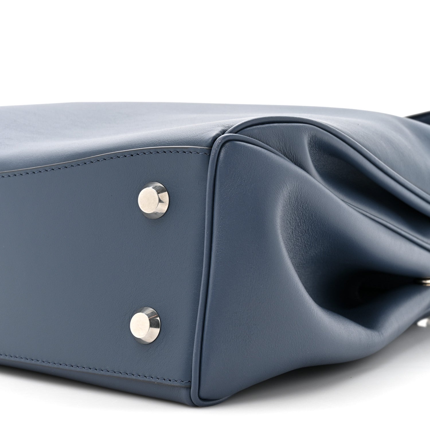Balenciaga Natural Smooth Calfskin Medium Rodeo Top Handle Handbag Faded Dark Blue 10 of 13