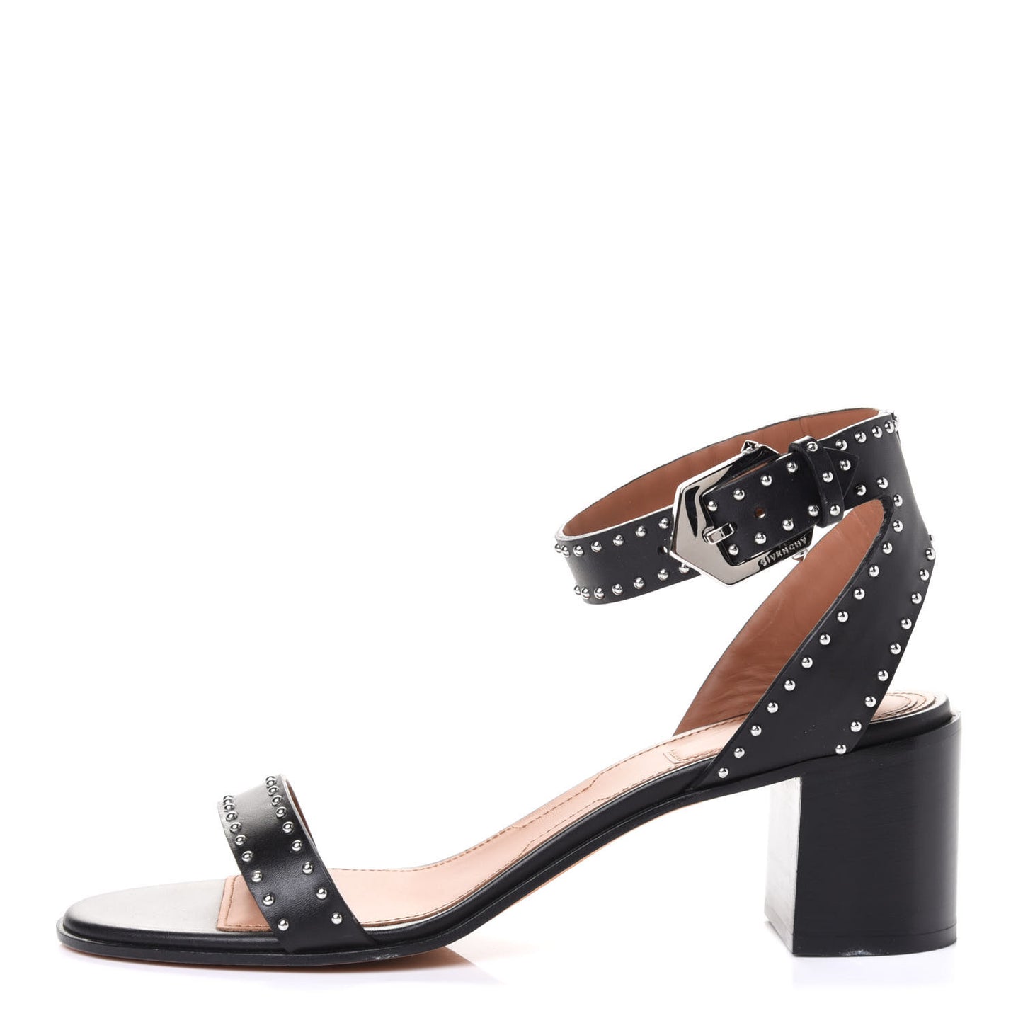 Calfskin Studded Elegant Sandals 40 Black