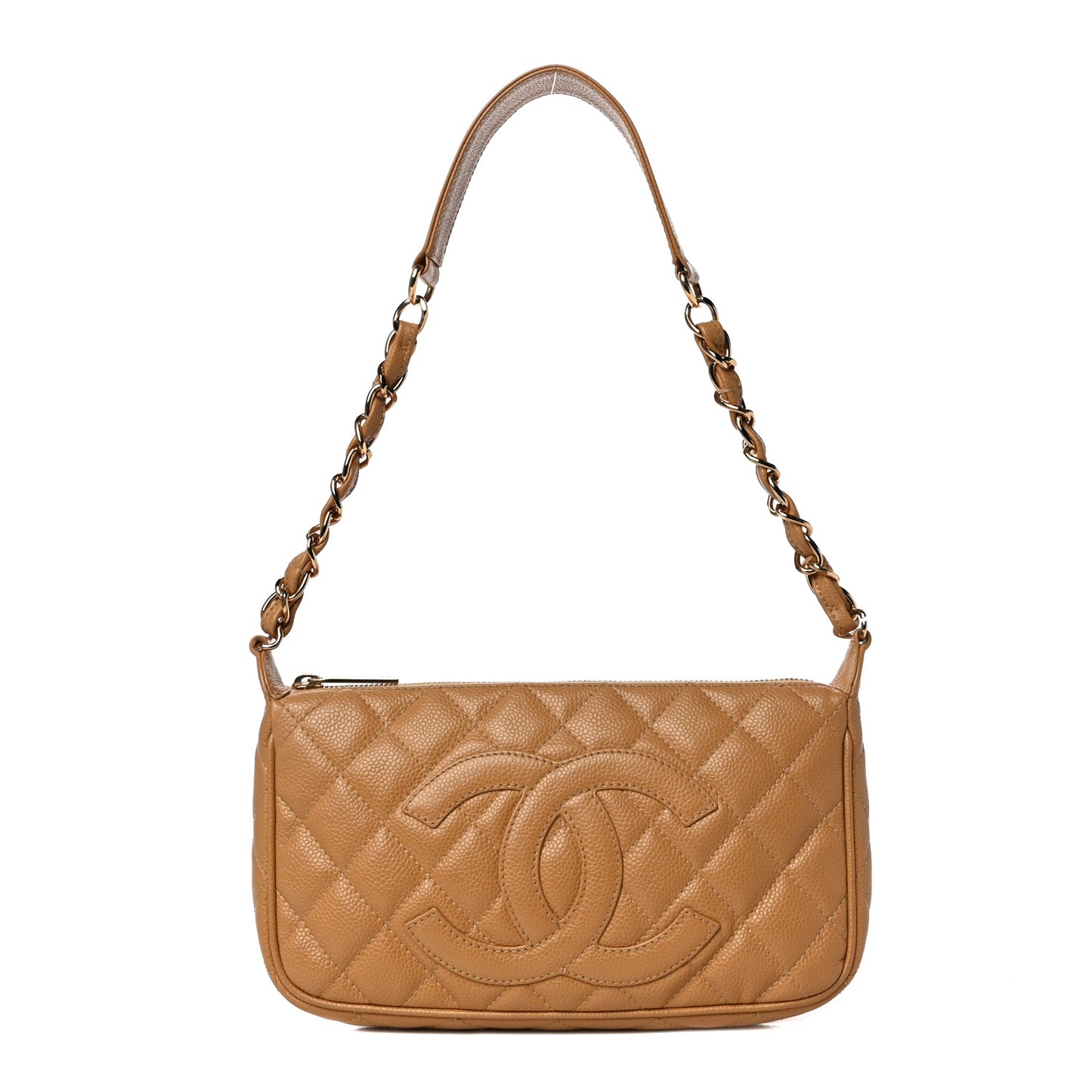 Caviar Quilted Timeless CC Shoulder Bag Beige
