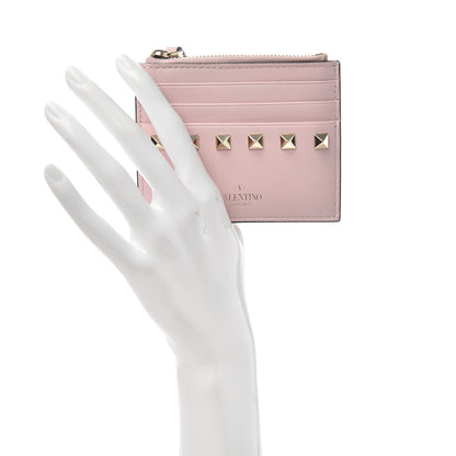 Valentino Garavani Vitello Rockstud Card Holder With Zipper Light Pink 2 of 8