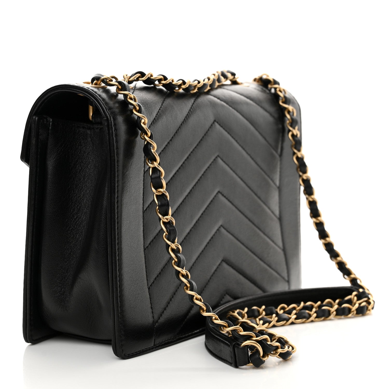 Chanel Lambskin Reversed Chevron Quilted Flap Black 3 of 11