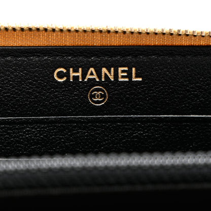 Chanel Metallic Calfskin Crocodile Embossed Small Cocodile Zip Wallet Gold 6 of 8