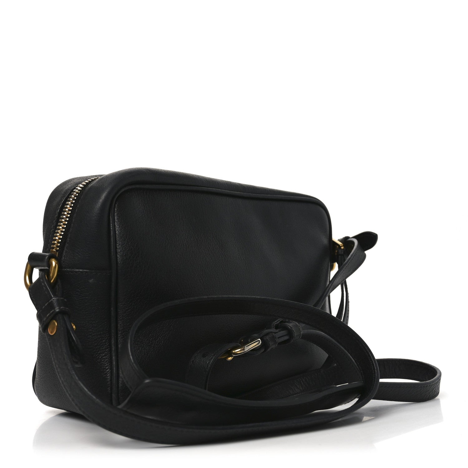 Prada Glace Calfskin Embossed Logo Crossbody Black 3 of 11
