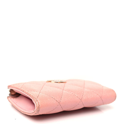 Chanel Iridescent Caviar Quilted Zipped Key Holder Case Rose Pink 4 of 9