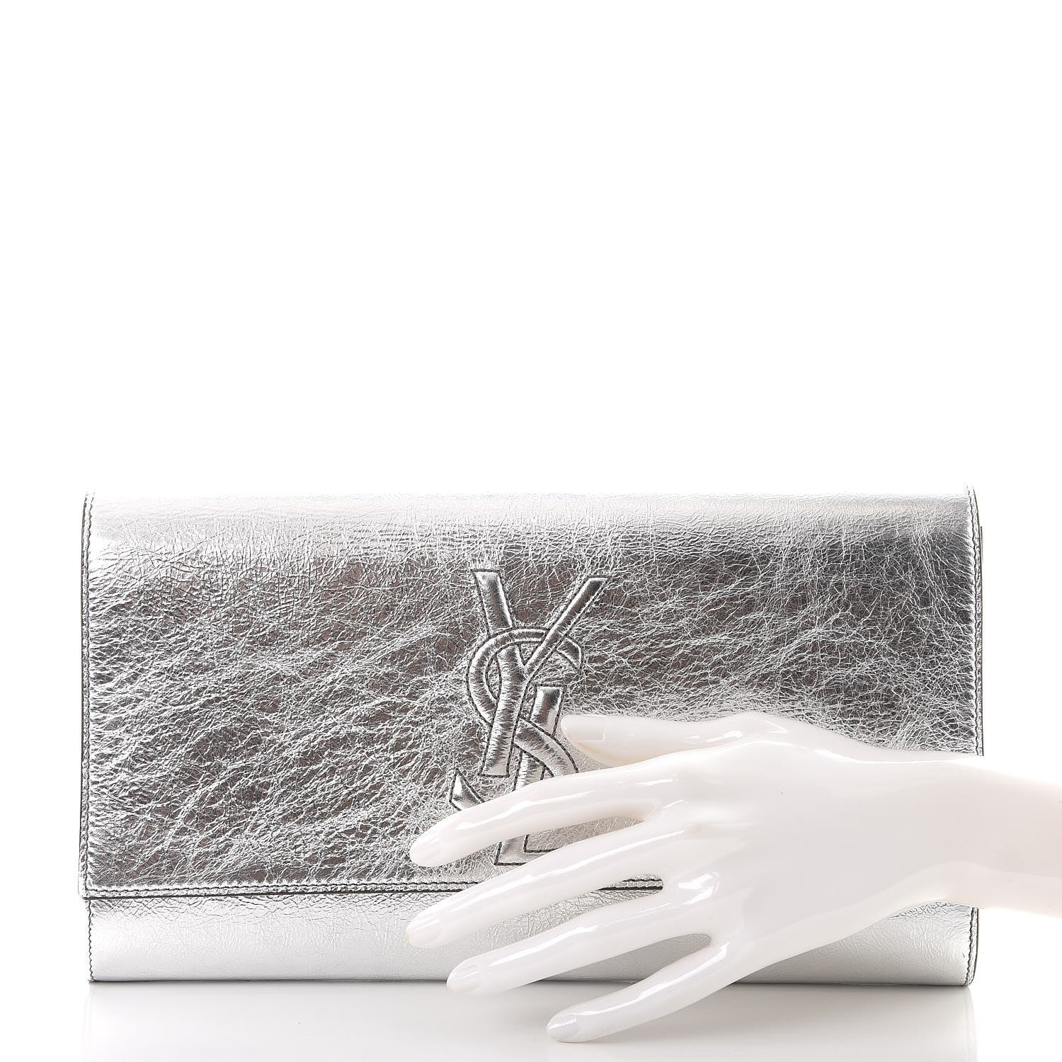 Saint Laurent Metallic Pony Hair Calfskin Embossed Large Belle De Jour Clutch Bronze 2 of 7