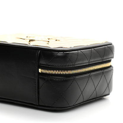 Chanel Lambskin Metal Quilted Golden Plate Vanity Case Black Golden Plate Vanity Case Black Gold 10 of 10
