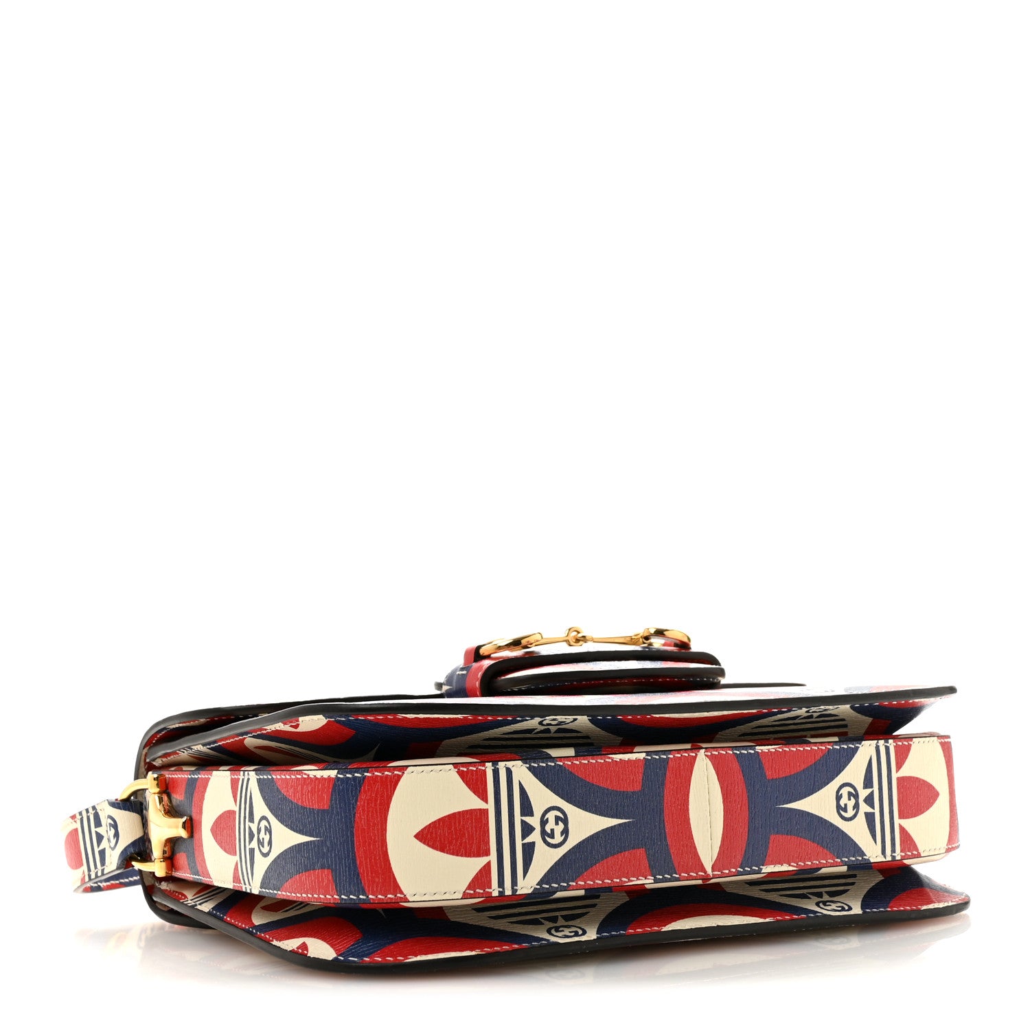 Gucci X ADIDAS Shangai Calfskin Web Trefoil Interlocking G Small Horsebit 1955 Shoulder Bag Red White Blue 3 of 11