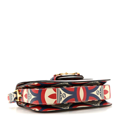 Gucci X ADIDAS Shangai Calfskin Web Trefoil Interlocking G Small Horsebit 1955 Shoulder Bag Red White Blue 3 of 11