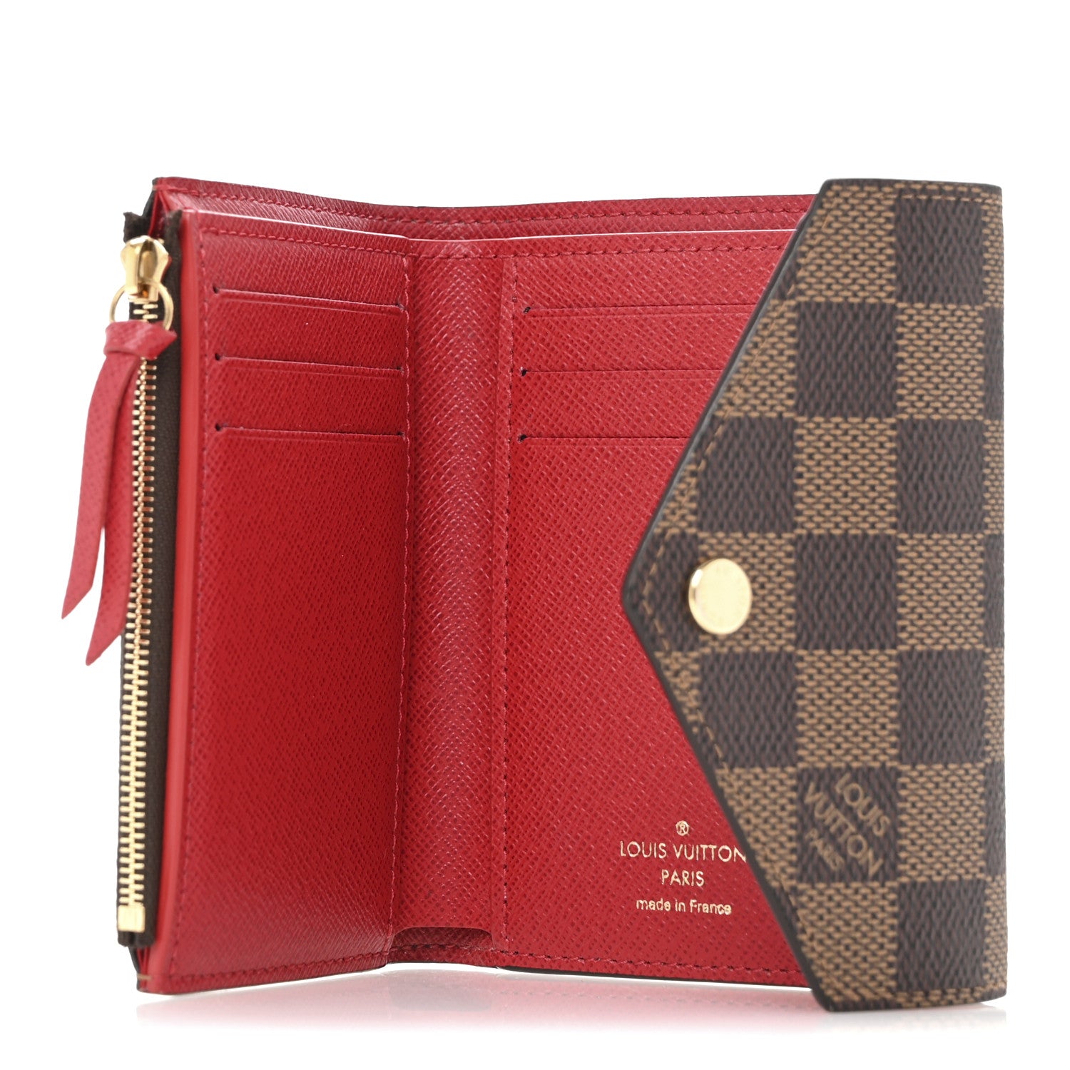 Louis Vuitton Damier Ebene Victorine Wallet Red 5 of 10