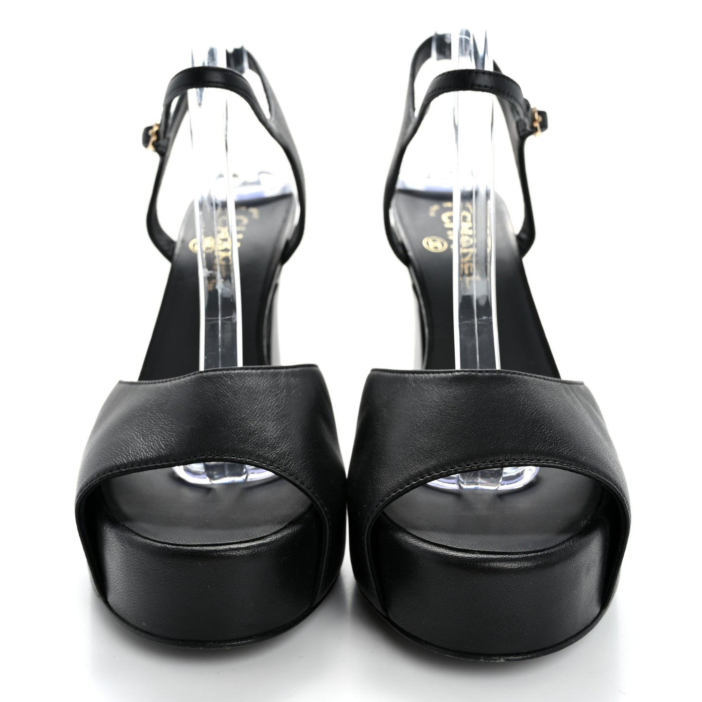 Lambskin Platform Sandals 40 Black