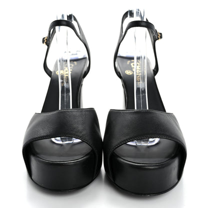 Chanel Lambskin Platform Sandals 40 Black 3 of 13