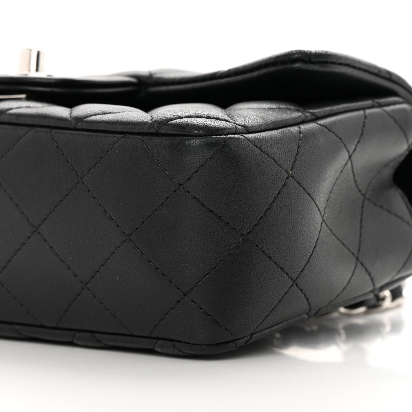 Lambskin Quilted Mini Rectangular Flap Black