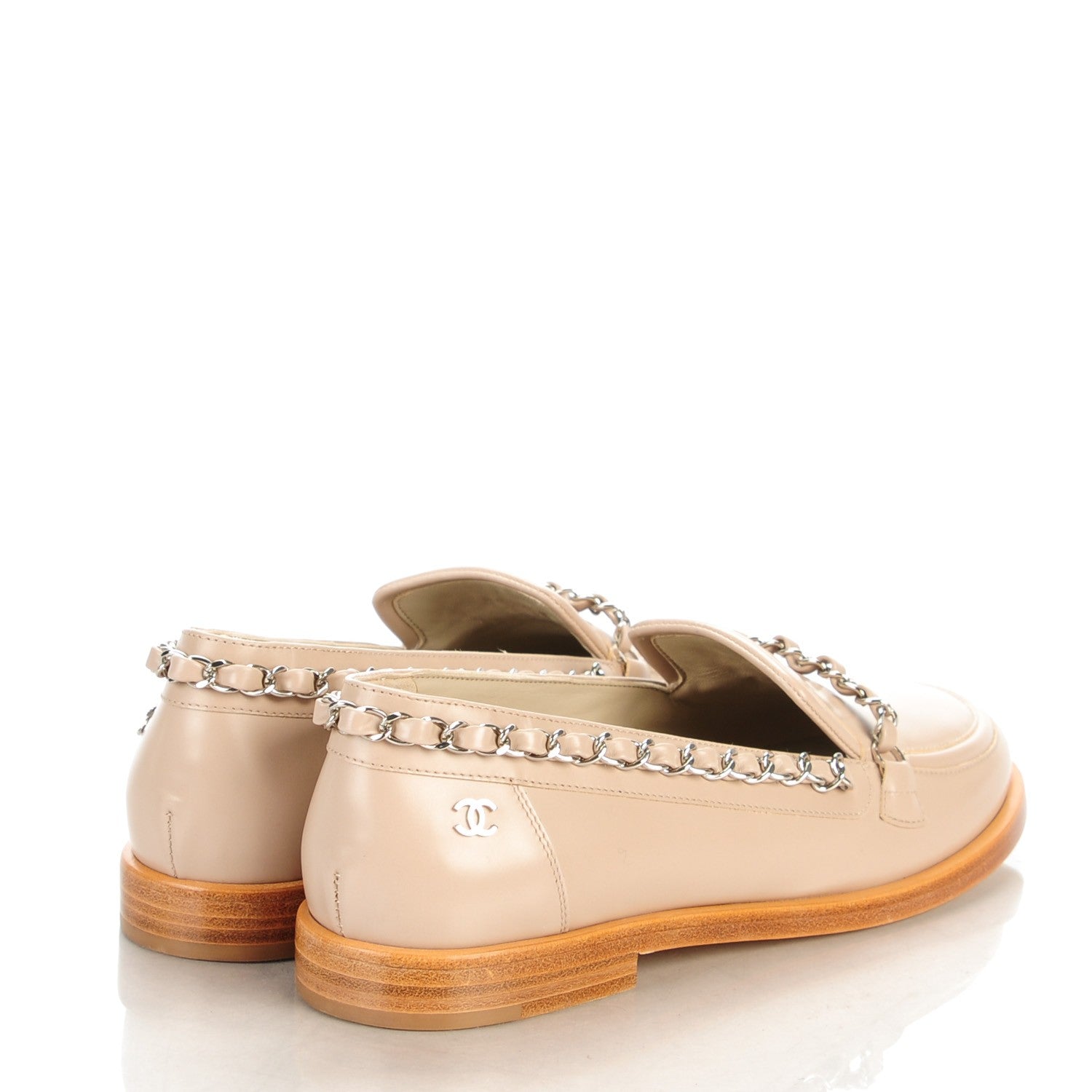 Chanel Calfskin Chain Loafers 35 Beige 4 of 9