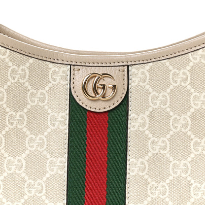 Gucci GG Supreme Monogram Textured Dollar Calfskin Web Small Ophidia Bucket Shoulder Bag Beige Mystic White Oatmeal 8 of 11